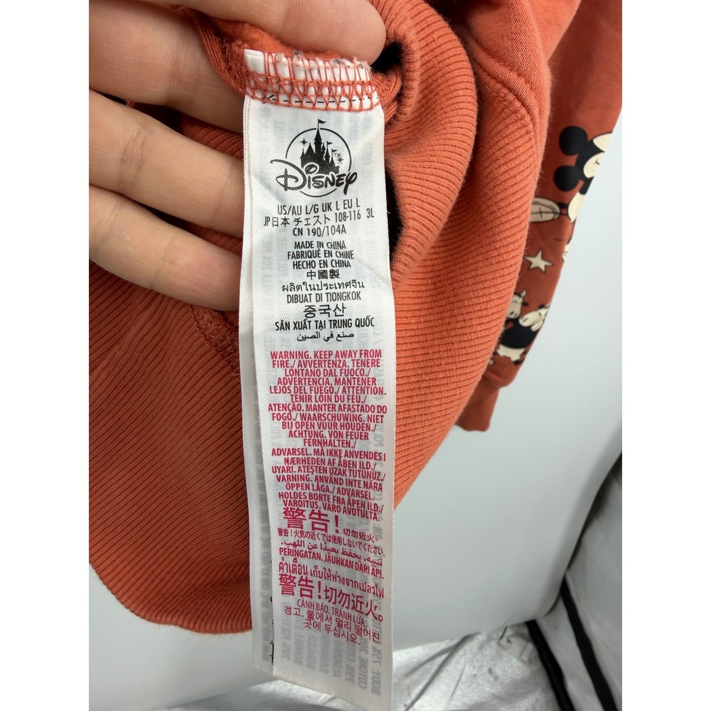 Disney Vintage Mickey Mouse Graphic Sweatshirt Women Size L Orange Crewneck - Picture 6 of 7